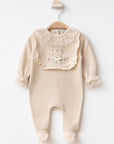0/9 MONTHS GIRL HEART EMBROIDERED GUIPURE WINTER OVERALLS