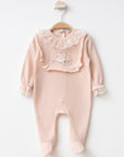0/9 MONTHS GIRL HEART EMBROIDERED GUIPURE WINTER OVERALLS