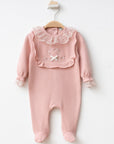 0/9 MONTHS GIRL HEART EMBROIDERED GUIPURE WINTER OVERALLS