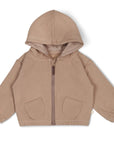 Veste à capuche en polaire bio - taupe