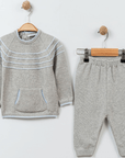 Strick Kinder Set mit Kängurutasche Oberteil & Hose