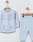 Strick Kinder Set mit Kängurutasche Oberteil & Hose