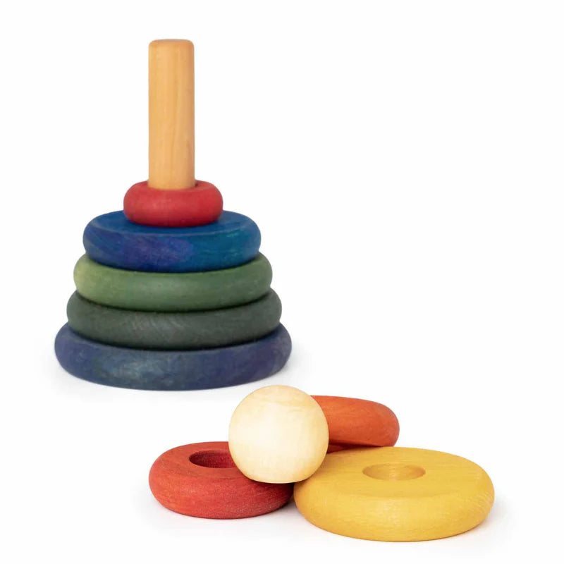 Stapelstein Rainbow aus Holz - Montessori Spielzeugzeug