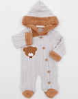 Baby Kapuzenoverall Little Bear aus natürlicher Baumwolle