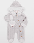 Baby Kapuzenoverall Little Bear aus natürlicher Baumwolle