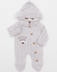 Baby Kapuzenoverall Little Bear aus natürlicher Baumwolle