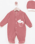 Baby Overall Set aus Baumwolle Velvet Sleepy Cat