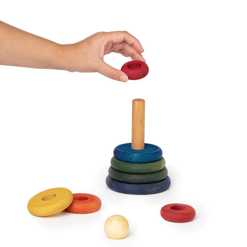 Stapelstein Rainbow aus Holz - Montessori Spielzeugzeug