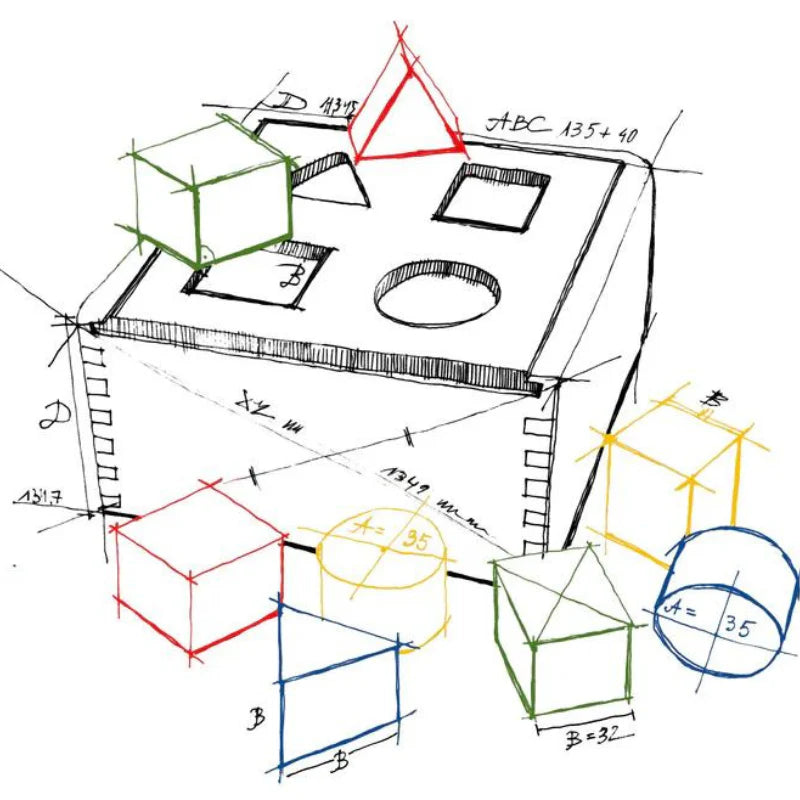 Geometric Shape Puzzle Box - Rainbow
