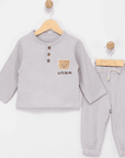 2-teiliges Cute Bear Pyjama aus natürlicher Baumwolle