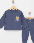 2-teiliges Cute Bear Pyjama aus natürlicher Baumwolle