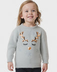 Pullover mit Paillettenstickerei und Hirschmuster