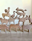 12-piece Set of Wooden Animals