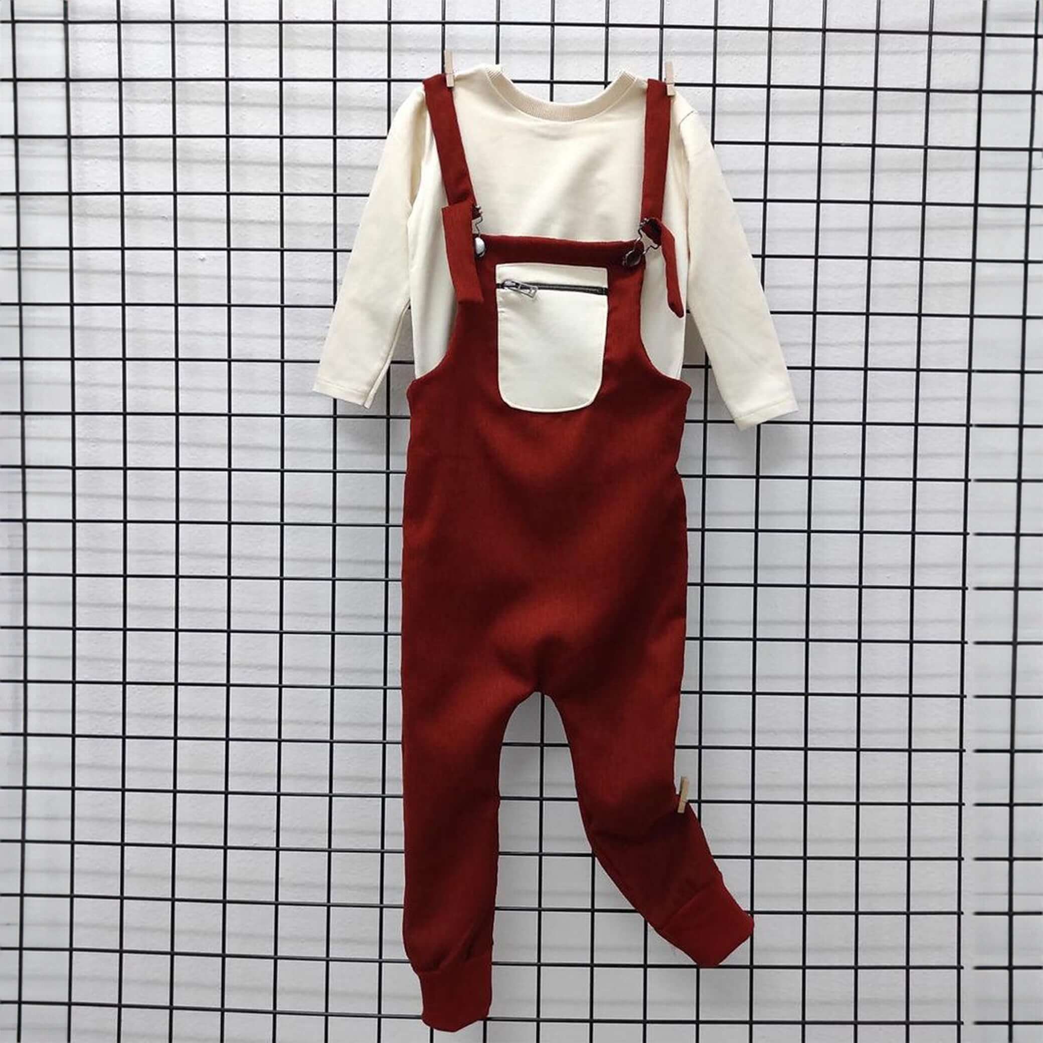 2-teiliges- Set "Velved Collection" Overall + Sweatshirt in Rot