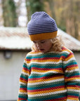 Strickpullover mit Wabenmuster in Regenbogenfarben