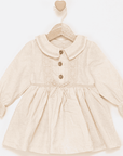 besticktes Kleid mit Knöpfen aus natürlicher Baumwolle
