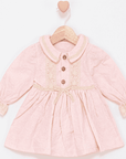 besticktes Kleid mit Knöpfen aus natürlicher Baumwolle