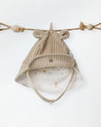 Beige Andywawa Babymütze Forest Nursery mit Öhrchen, Bindebändern, dekorativem Knopf und gemustertem Baumwollfutter