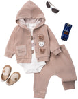 BEAR VELVET THREE PIECE SET 3 Months, 6 Months, 9 Months, 12 Months Boy