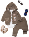 BEAR VELVET THREE PIECE SET 3 Months, 6 Months, 9 Months, 12 Months Boy
