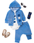 BEAR VELVET THREE PIECE SET 3 Months, 6 Months, 9 Months, 12 Months Boy