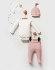 Bio-Baumwolle 3-teiliges Baby Rosa Set