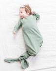Organic Newborn Knotted Gown - Thyme