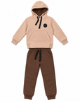 Kinder Hoodie-Set mit Jogginghose – Beige & Braun