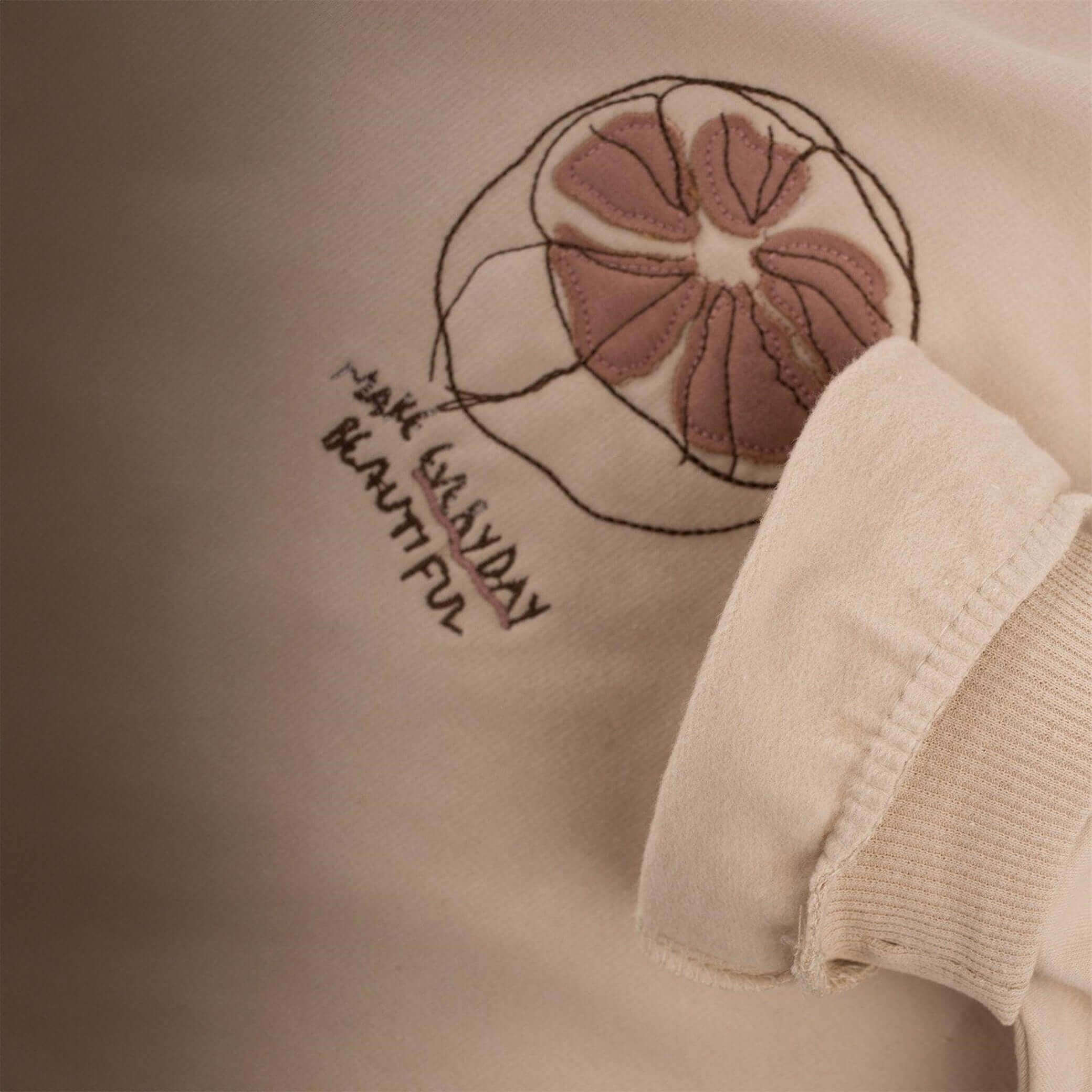 Fruit Embroidered Sweatshirt- Sand