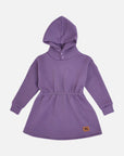 Dress with elastic waistband and hood with snap fasteners - Purple