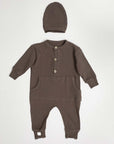Baby Natural Jumpsuit and Beanie - Brown