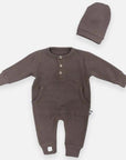 Baby Natural Jumpsuit and Beanie - Brown