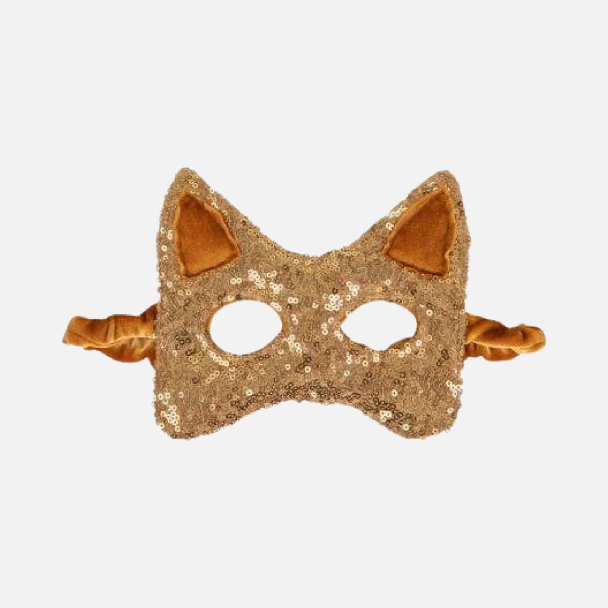 Masque chat doré à paillettes
