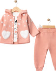 3-teiliges Baby Set HEART – Jacke mit Kapuze, Langarmshirt & Hose