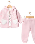 3-teiliges Baby Set HEART – Jacke mit Kapuze, Langarmshirt & Hose