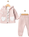 3-teiliges Baby Set HEART – Jacke mit Kapuze, Langarmshirt & Hose