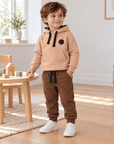Kinder Hoodie-Set mit Jogginghose – Beige & Braun