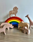 6-piece set of handmade Wooden Animals Safari