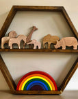 6-piece set of handmade Wooden Animals Safari