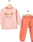 2-teiliges Baby Mädchen Set – Baumwoll-Trainingsanzug (Oberteil & Hose)