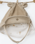 Babymütze mit Öhrchen & Bindebändern