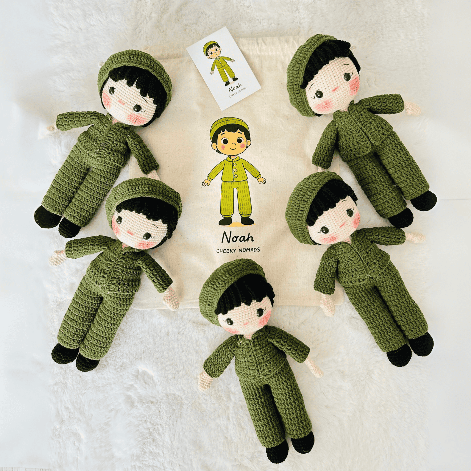 handgemachter Amigurumi Freund Noah - Bio-Häkelpuppe