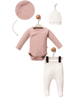 3-teiliges Baby Rosa Set aus Bio-Baumwolle