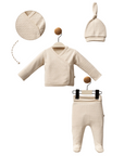 3-teiliges Neugeborene Set aus Bio-Baumwolle Beige (0-3M)