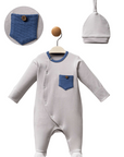 Baby-Schlafanzug mit Füßen und Mütze aus Bio-Baumwolle