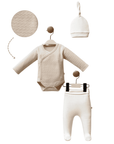 Bio-Baumwolle 3-teiliges Neugeborenen-Set Beige