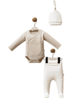 Bio-Baumwolle 3-teiliges Neugeborenen-Set Beige