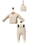 3-teiliges Neugeborene Set aus Bio-Baumwolle Beige (0-3M)