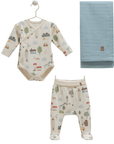 3-teiliges Baby Set – Body, Fußhose & Decke – Basic Collection
