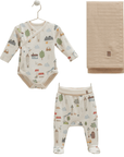 3-teiliges Baby Set – Body, Fußhose & Decke – Basic Collection